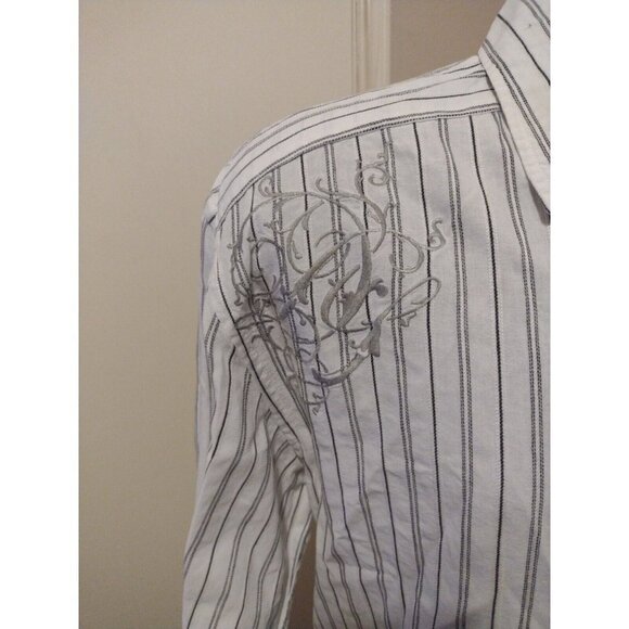 ROAR Buckle Enough Excuses Embroidered White Long Sleeve Button Shirt Men's XL - Picture 3 of 12